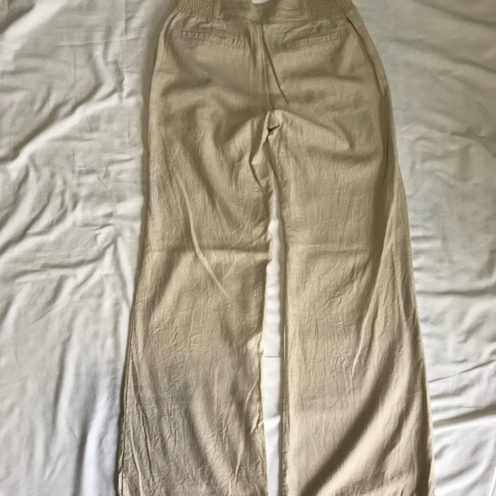 Wide-Leg Linen Blend Pants in Light Beige - Picture 4 of 7